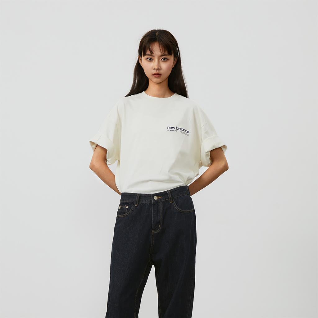 New Balance T Shirt Unisex Ivory White AMT42301-CIC