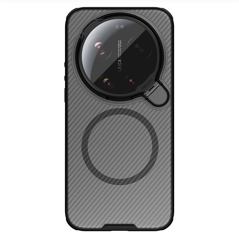 Nillkin Magnetic Lens Cover Stand Phone Case for Xiaomi 17 Ultra Transparent Black Shockproof Protective Cover
