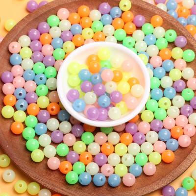 500g 6mm/8mm/10mm accessoires de bijoux à bricoler soi-même perles rondes lumineuses créatives couleur bonbon collier Bracelet faisant des matériaux acryliques faits à la main