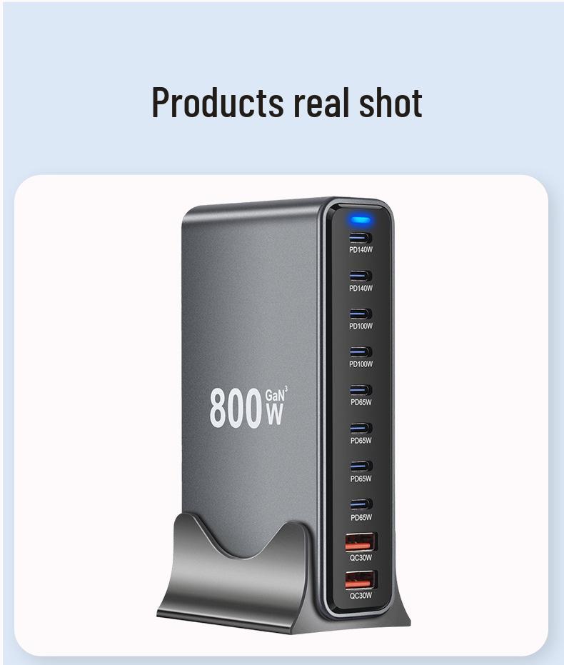 800W Multi-Port GaN Charger: Fast USB PD140W Desktop Charging Station