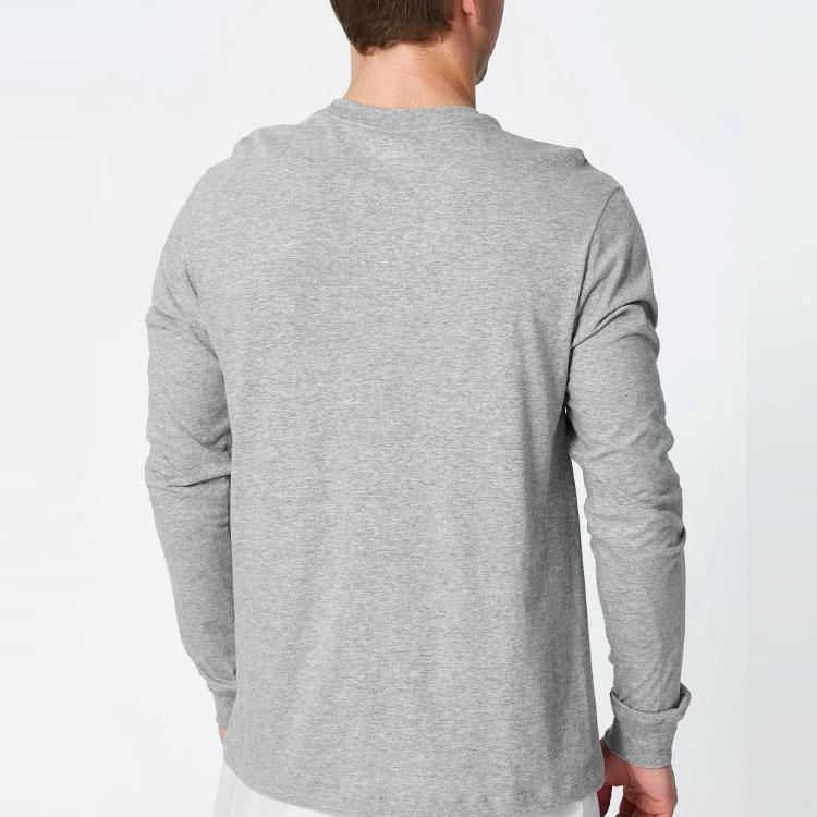 Nike Solid Color Brand Logo Round Neck Long Sleeve T-Shirt Men tops Light-Gray AR5193-063