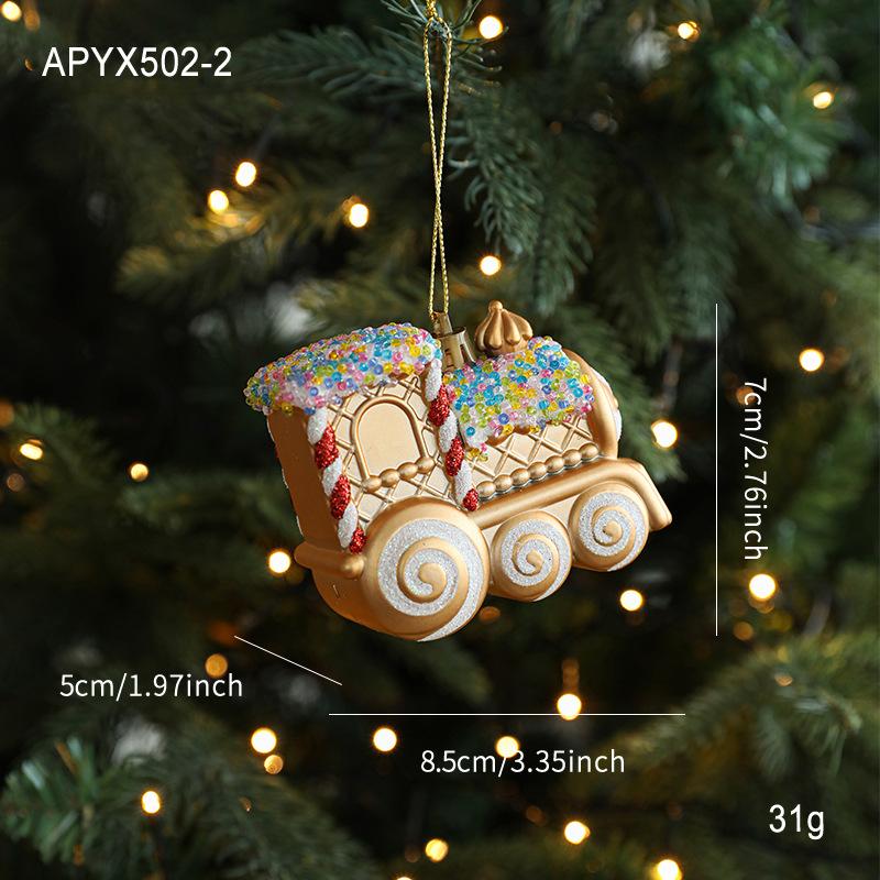 Gold Red Cartoon Christmas Hanging Pendant Decoration Christmas Tree Hanging Ornament New Year Party Home Decoration