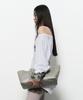 Diagonal Funky Square Shoulder Bag (Light Gray)