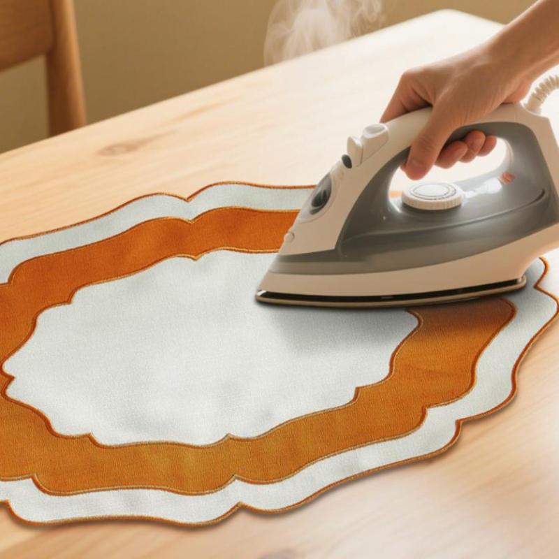 Tovaglietta in Lino texturizzata a Festoni Lavabile in Lavatrice Senza Pieghe Tappetino per Tavola da Pranzo per Uso Domestico in Fattoria