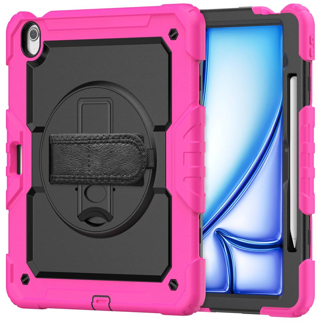 For iPad (A16) 11th Air 11 Air 13 M3 () - Heavy Duty Protective Cover with Screen Protector, Shoulder Strap & Pencil Holder