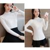 Herbst Frauen Mock Neck Rüschen Pullover Langarm Strick Boden Feste Pullover Streifen Für Frauen Pullover Winter
