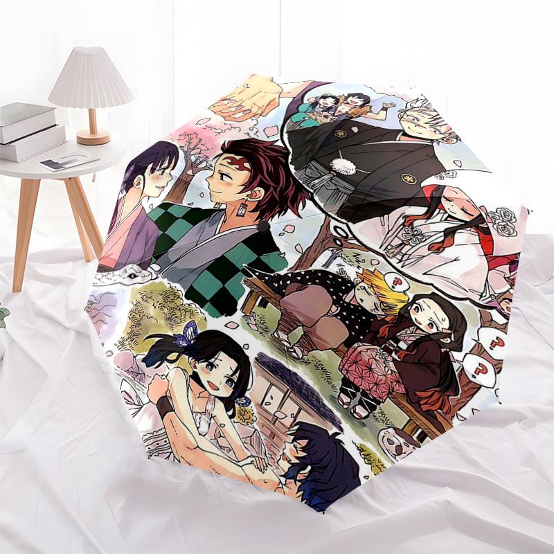 1pc Outdoor Umbrella with Demon Slayer Characters, Automatic Opening/Closing, Portable 3-Fold Design, 8-Bone Iron Frame, Festival Gift for Fans,
