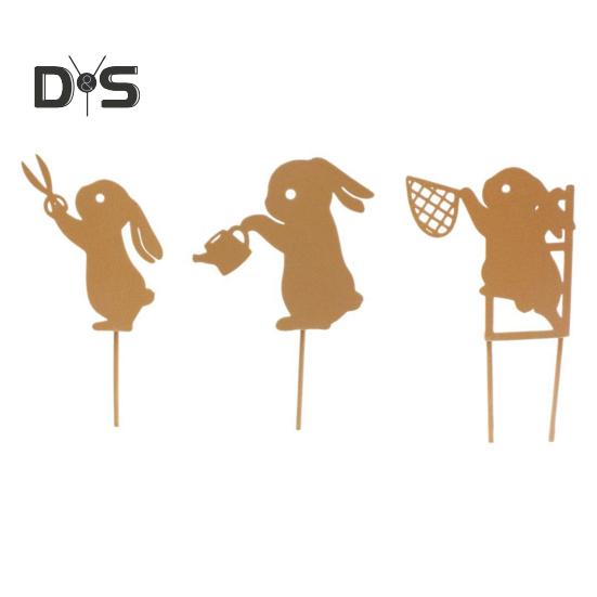 

Пасхальный кролик садовые колья металлические знаки кроличий двор с кольями знаки силуэта кролика для украшения дорожки на открытом воздухе патио газон Rabbit