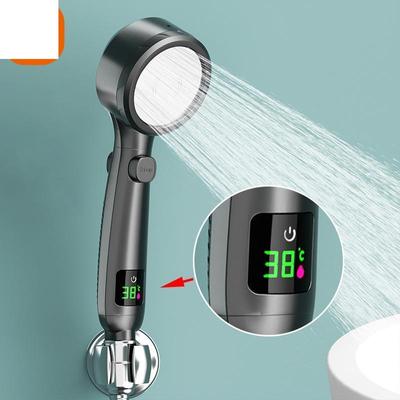Intelligent Temperature Display LED Shower Head High Pressure 4 Modes Adjustable Rainfall Shower Water Saving Bathroom Acessory
