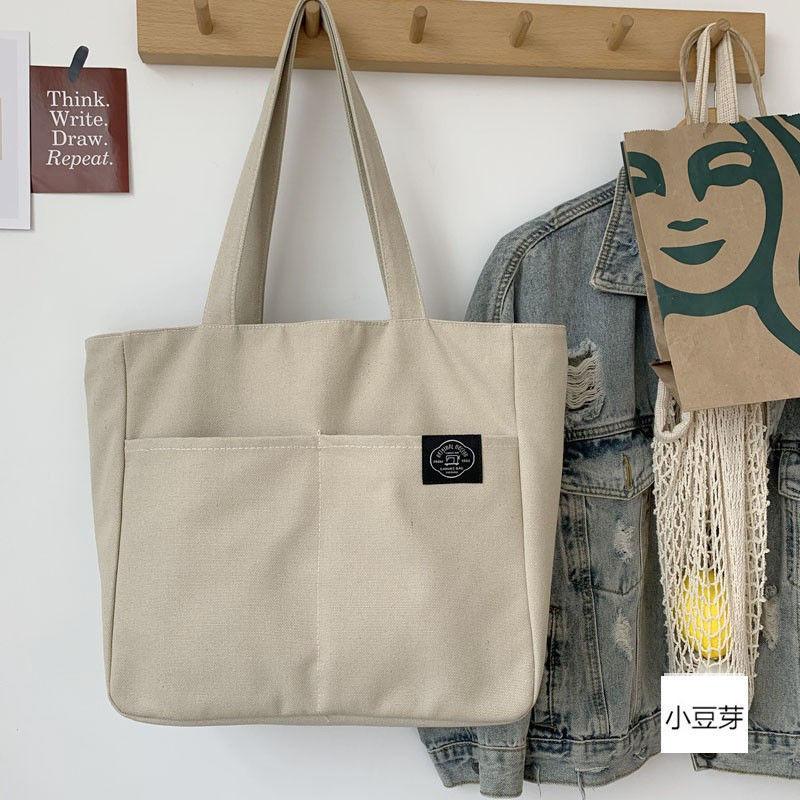 Canvas bag, women's ins, versatile shoulder bag, large-capacity book-bound student bag, handbag bag