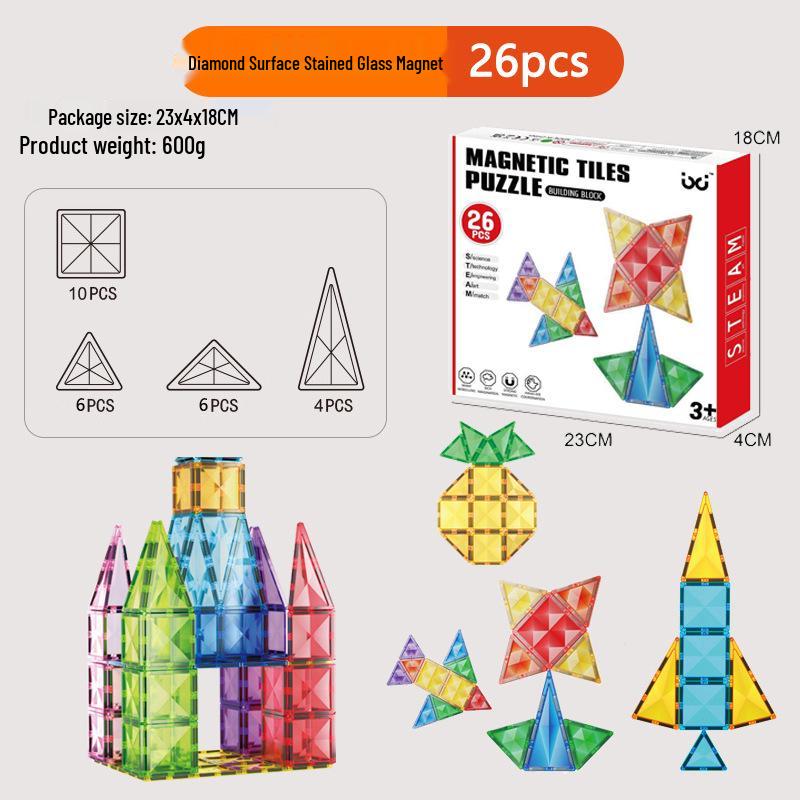 

Сильные магнитные плитки: Набор развивающих строительных блоков для детей, в стиле витража