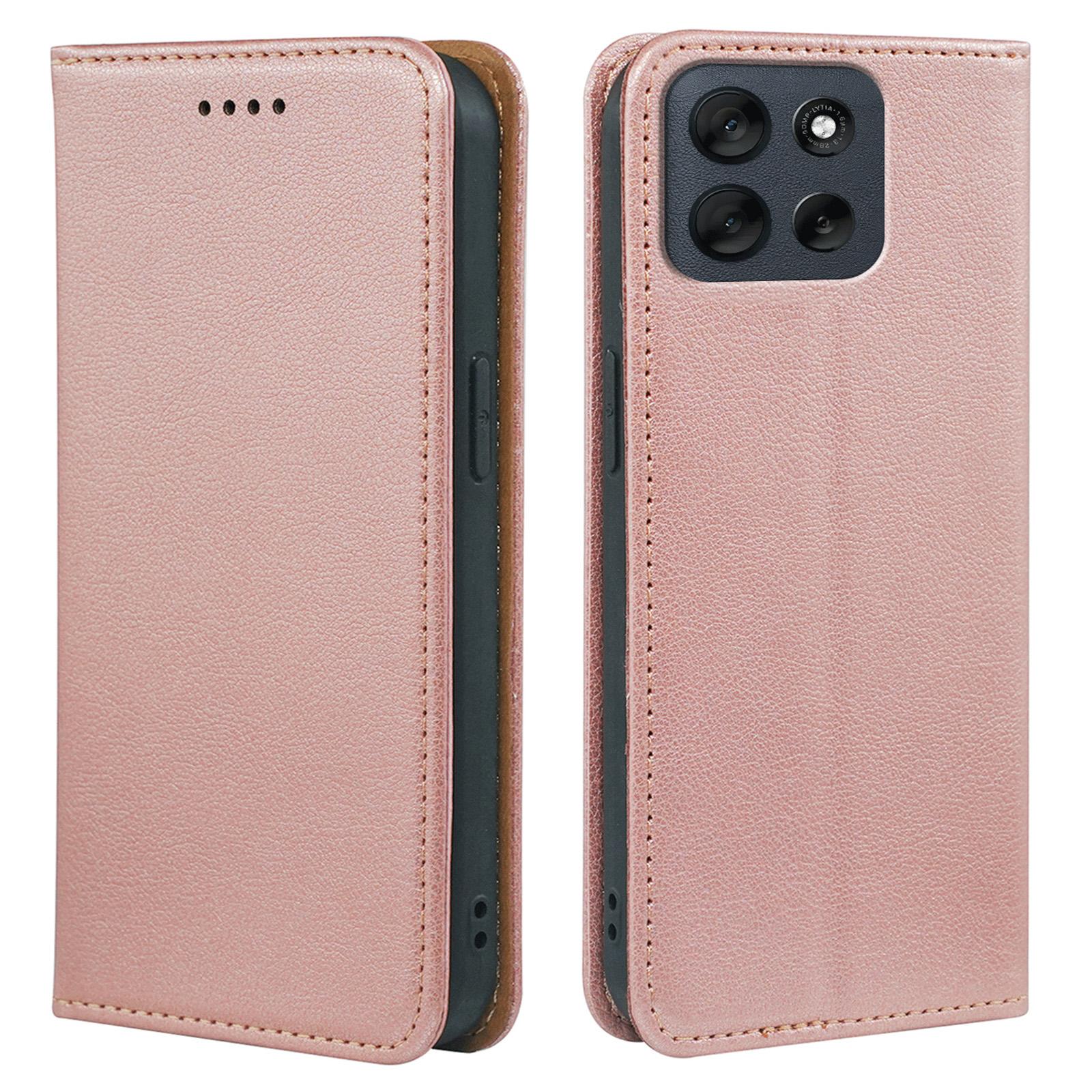 

For Motorola Moto G56 5G Case Wallet RFID Blocking Leather Phone Cover Strong Magnetic Closure Rose Gold