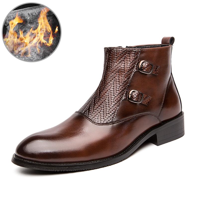 Fashion Golden Sapling Chelsea Boots Elegant Business Shoes for Men Fashion Patchwork Leather Flats Casual Men's Boot Social Male Shoe