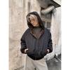 Black Leopard Print Retro Hooded Cotton Jacket with Vertical Stripes for Men & Women