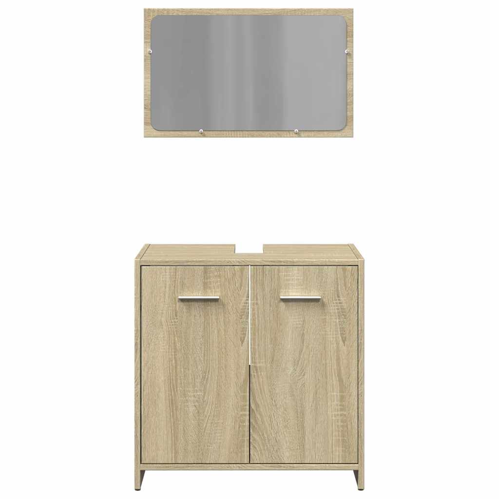 2 Piece Bathroom Furniture Set Sonoma Oak Particleboard