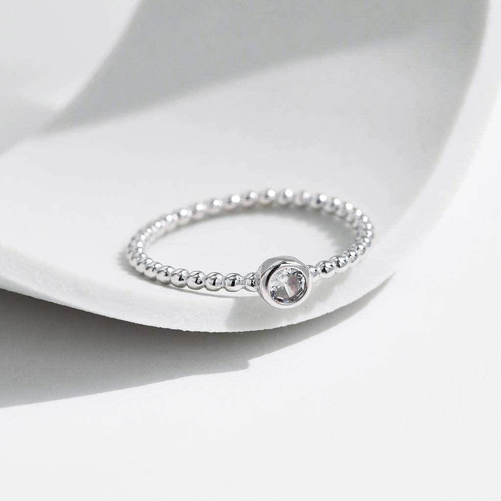 Bezel Setting Moissanite Ring 925 Sterling Silver Beads Trendy Stackable Finger Rings For Women Lab Diamond Jewelry