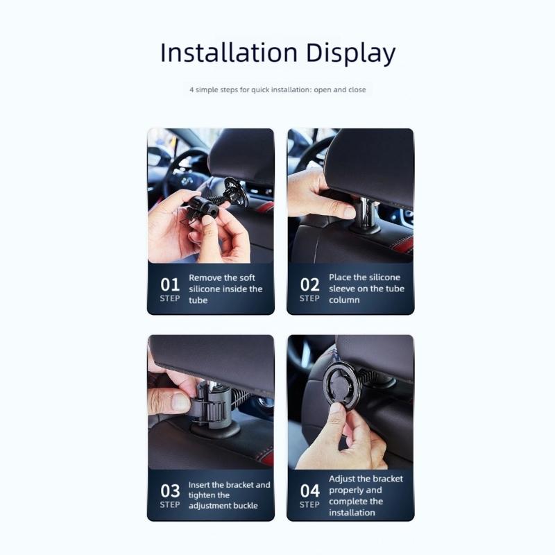 Rotating Magnetic Car Phone Holder Rack for Back Seat Universal Headrest Mount Zinc Alloy Construction Easy Installation