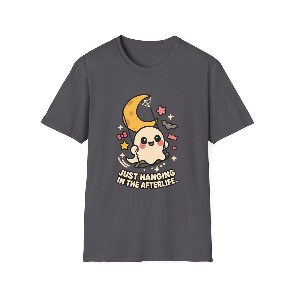 

Unisex Softstyle T-Shirt Gleeful Ghost Crescent Moon Sparkles Funny Fall XL