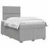 LED Boxspring Bed with Mattress Light Gray 120 x 190 cm Fabric