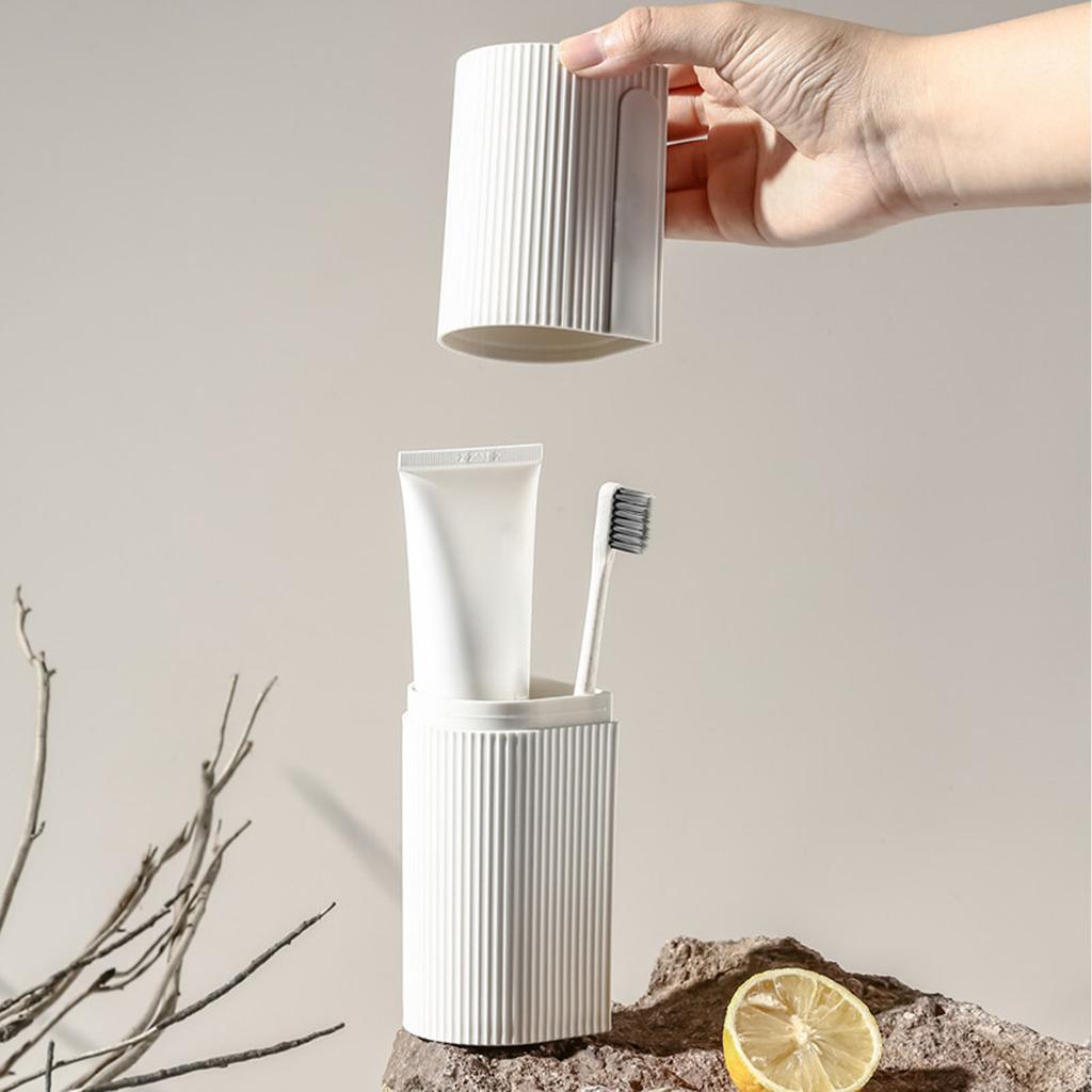 Travel Toothbrush Cup Set Portable Lightweight Wash Toothpaste Toothbrush Storage Box White