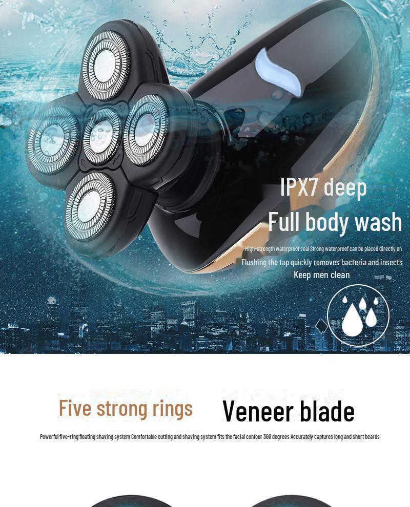 Çok İşlevli USB Araba Tıraş Makinesi Yüz Yıkama ve 5 Bıçaklı Tıraş Bıçağı ile