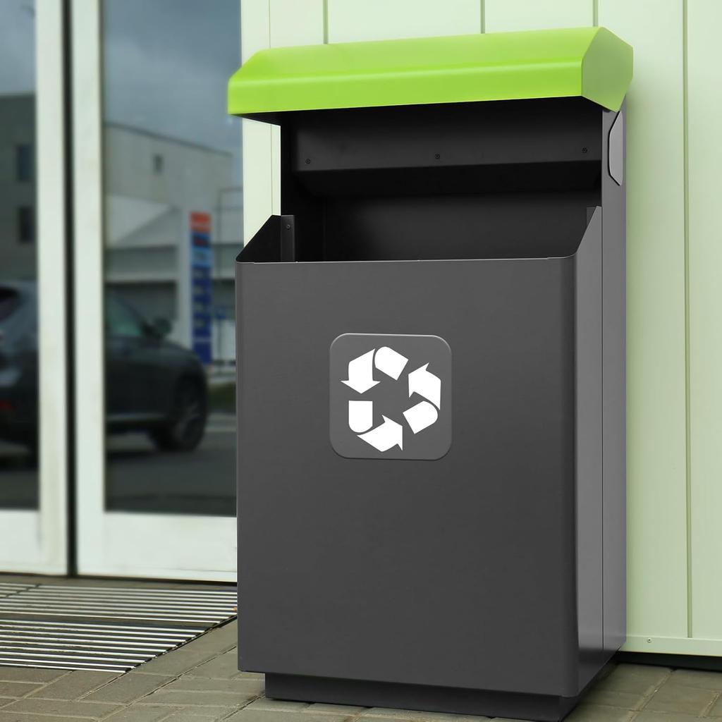 Recycle and Trash Clear Stickers, 10 Pack 3×3 Inches Trash and Recycle Stickers for Trash-B Transparent Vinyl Weatherproof Self Adhesive Waste Can