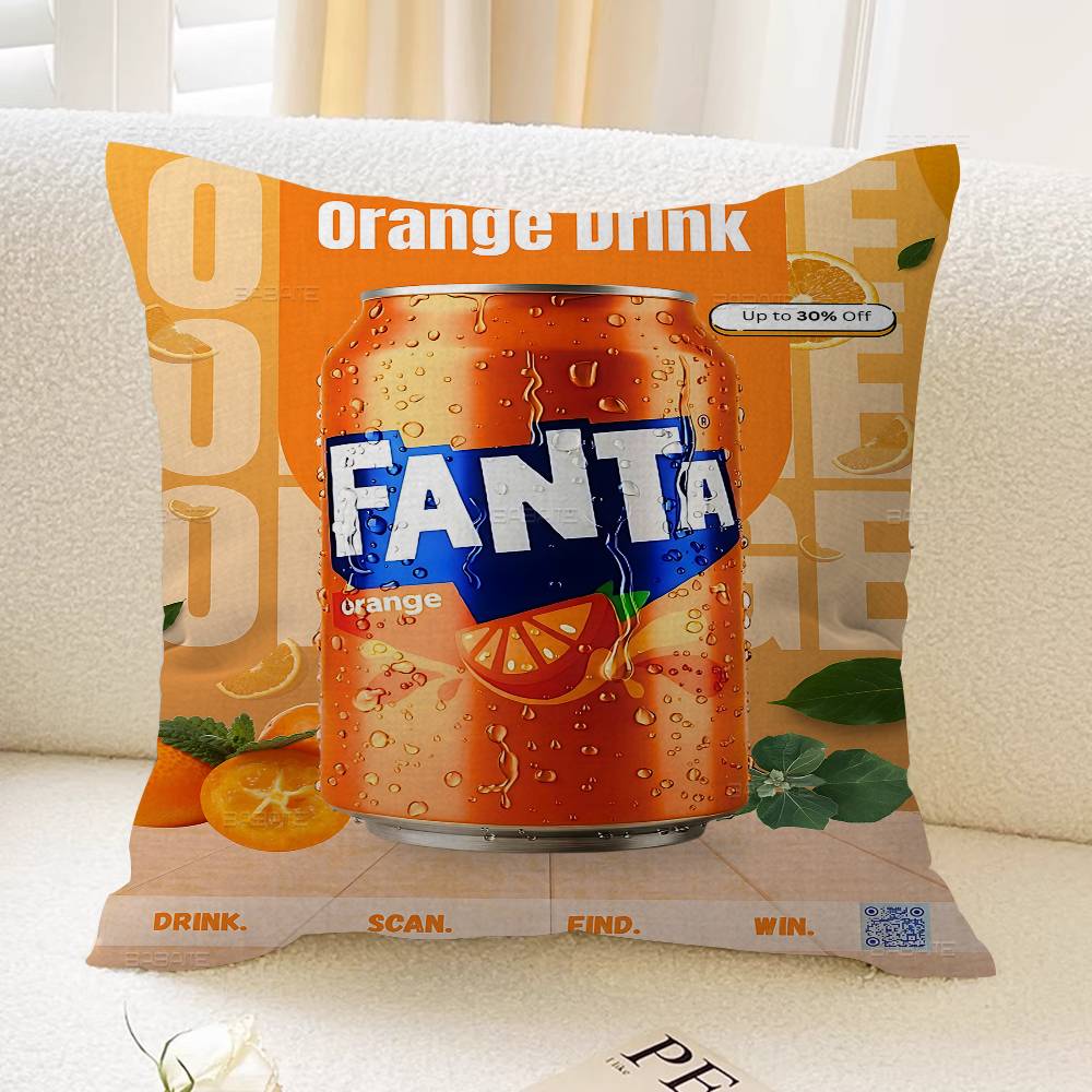 Funny F-Fanta Logo Pillow Covers Cartoon Sofa Decorative Home Double-sided Printing Short Plush Cute Cushion Cover