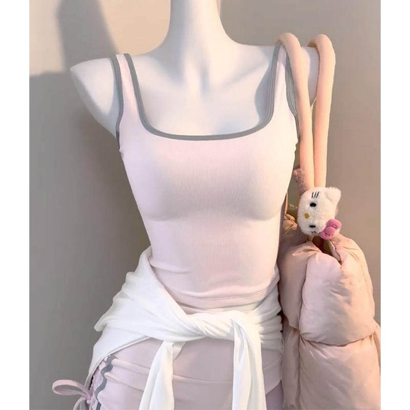 Korean sweet with chest pad fitness suspender women's summer pure desire wind Pilates sports yoga clothes vest set
