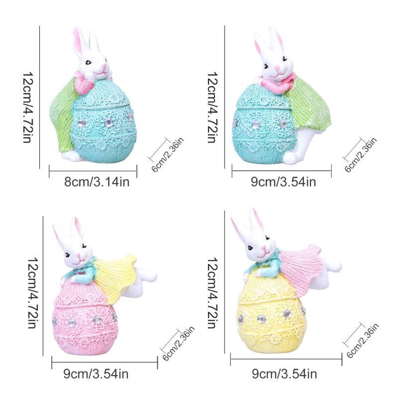 Hand Paint Resin Rabbit Figurine Desk Decoration With Unique Eggs Designs Rabbit Statues For Home Or Offices Space