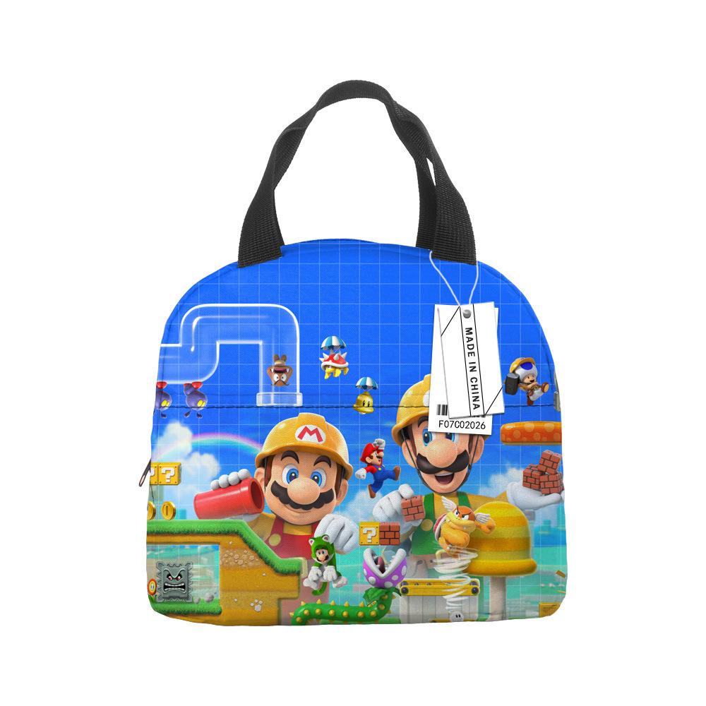 Mario Portable Bento Bag Lunch Box Bag Student Children'S Meal Bag Lunch Box Bag Bento Bag Aluminum Foil Lunch Bag Thermal Insulation