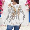 Women Plus Size Asymmetric Cutout Neck Cold Shoulder Long Sleeve Fitted Pastel Gradient Printed Top