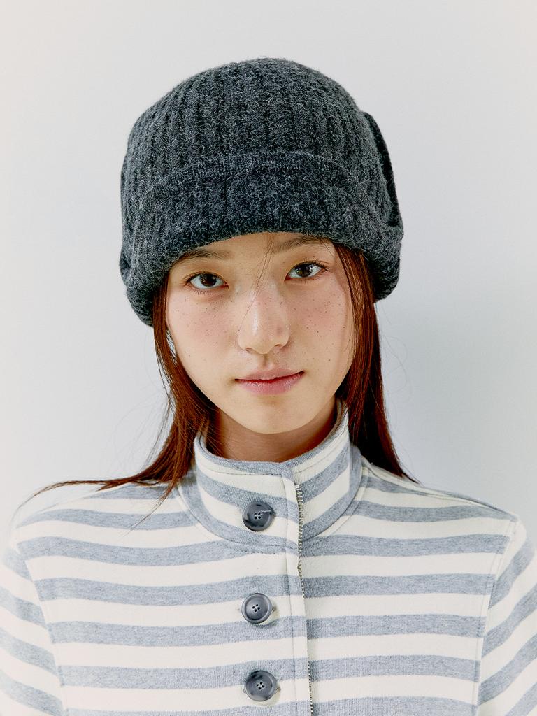 OAFISH Two-Way Earflap Beanie, Charcoal