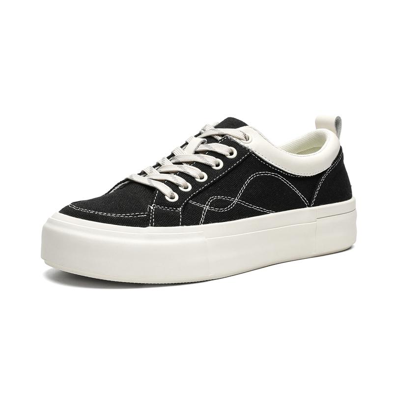 

Thick soled canvas shoes Trendy men s designer styles Leisure Party Daily office Outdoor quality board shoes Hot New 44 чёрный