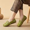 Cowhide Leather Yellow Loafers Woman Handmade Ballet Flats Ladies Mom White Driving Shoes Women Ethnic Inspired Green Moccasins