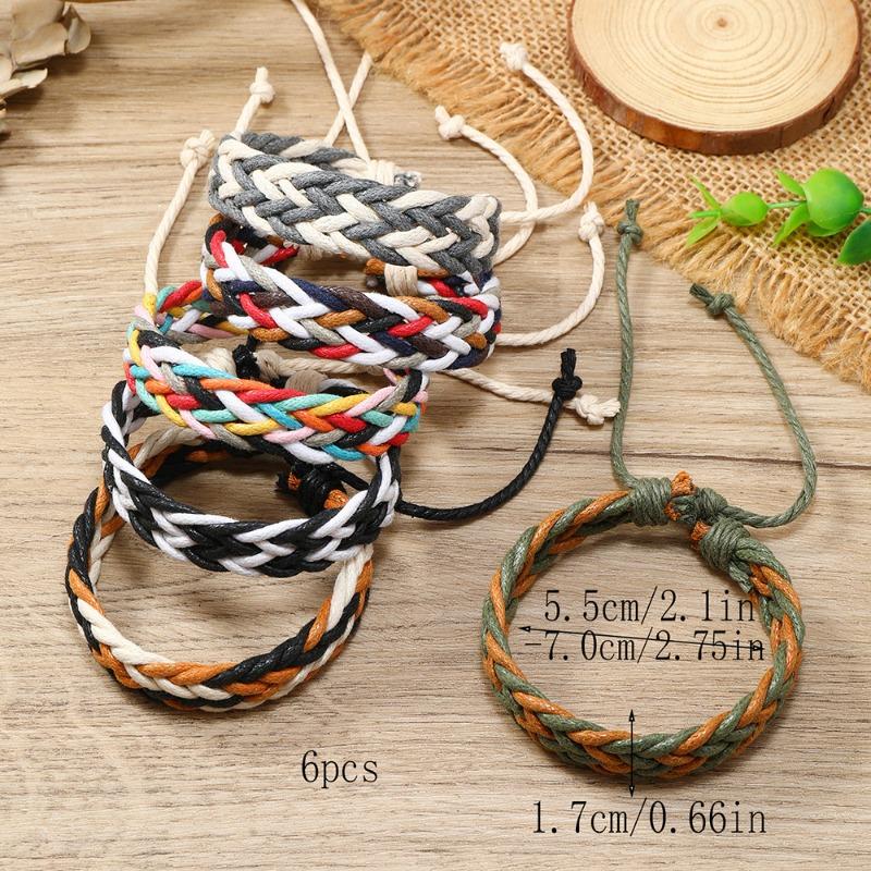 New Colored Wax Thread Couple Hand Rope Hand-woven Bracelet Simple Casual Six-piece Bracelet