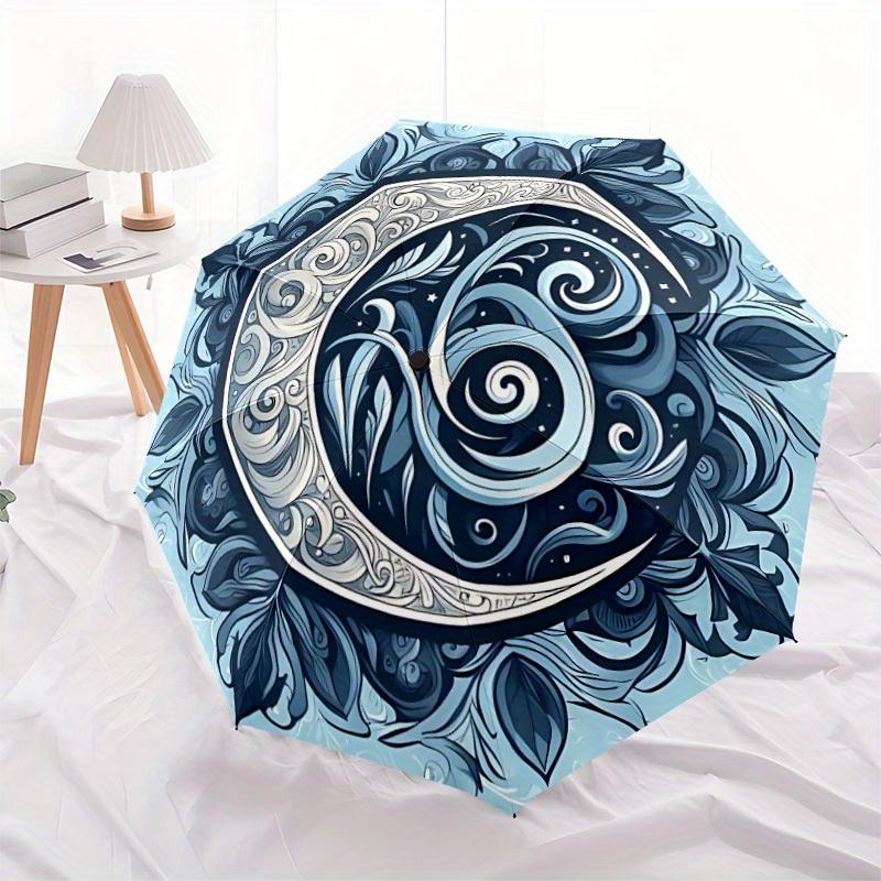 1pc Moon Swirls Automatic Open/Close Umbrella, Portable Folding Umbrella for Travel, Themed Events, It Is Suitable As a Gift for Various Festivals, Ou