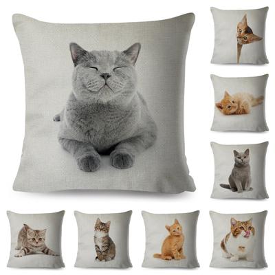 Niedlicher Cartoon Katze Kissenbezug für Auto Sofa Zuhause Kinderzimmer Dekor Haustier Tier Katze Kissenbezug 45x45cm Polyester Kissenbezug