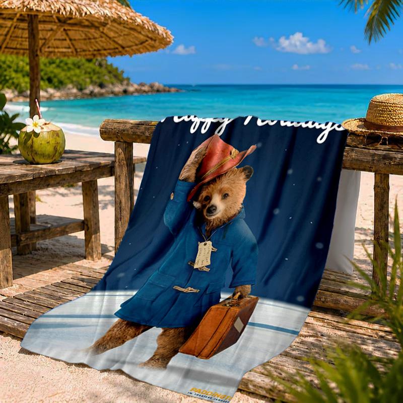 Red Hat Bear In The City Beach Towel Microfiber Beach Towel, Lightweight and Quick-Dry, for Summer Travel, Swimming Pool Fan Birthday Gift