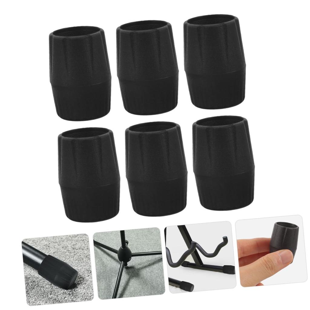 FRCOLOR Guitar Stand Leg Guitar Stand Rubber Leg Foot Acoustic Guitar Foot Replacement Floor Musical Instrument Accessories Caps, 6pcs, Rubber, Black,