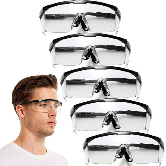 Safety Glasses, 5PCS Adjustable Wide-Vision Protective Glasses, Lightweight Fog-Proof Safety Goggles