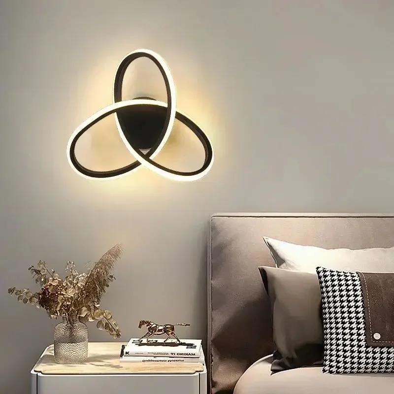 Modern LED Wall Lamp Trefoil Black White Ceiling Light For Bedroom Bedside Living Room Corridor Checkroom Decor Lighting Fixture