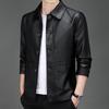 Men's Slim Fit Leather Jacket - New Korean Style, Trendy Parka with Casual Lapel for Middle-Aged Dads