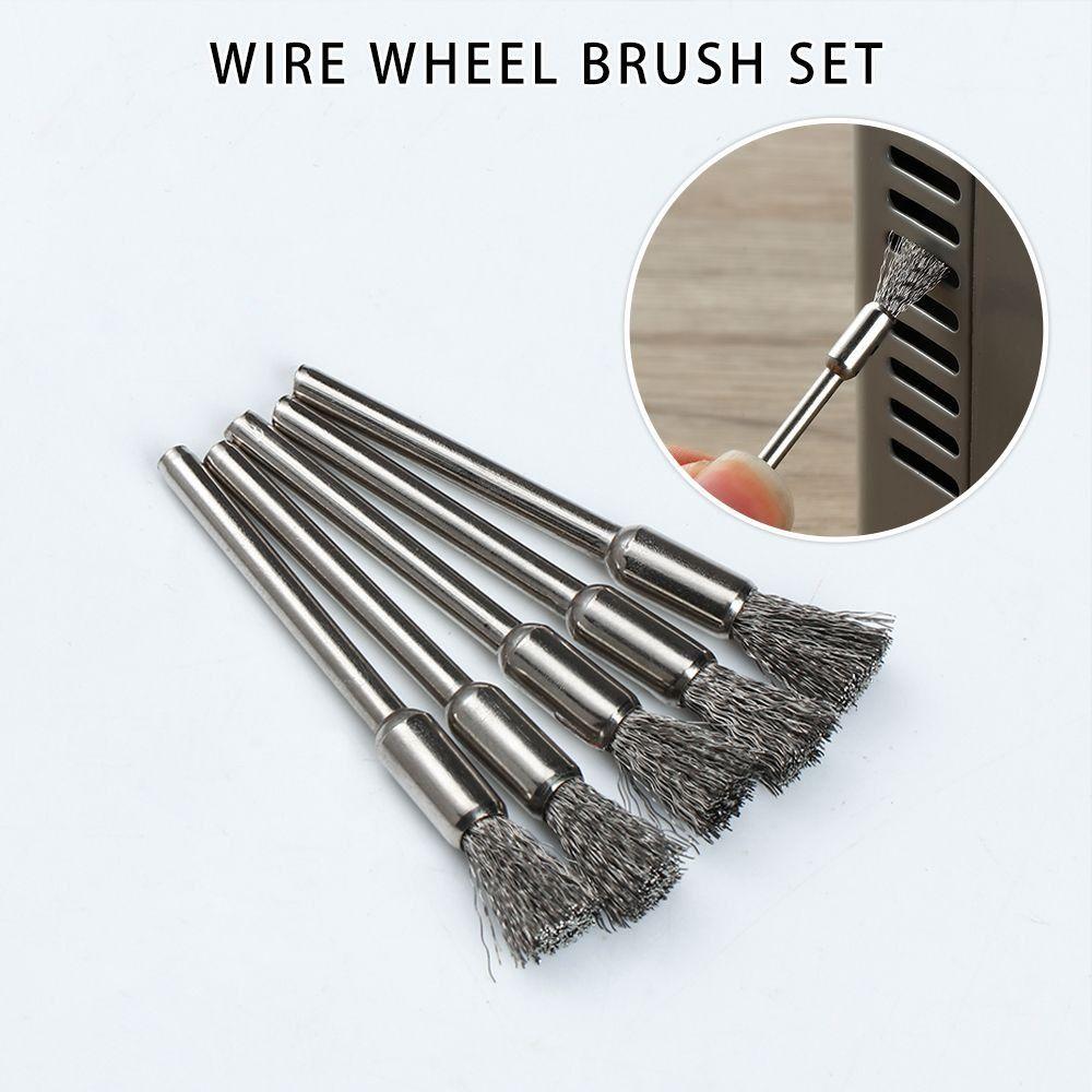10Pcs Stainless Steel Wire Brushes Mold Cleaning 3mm Shank Remove Rust Polishing Brush Polishing Work Rotary