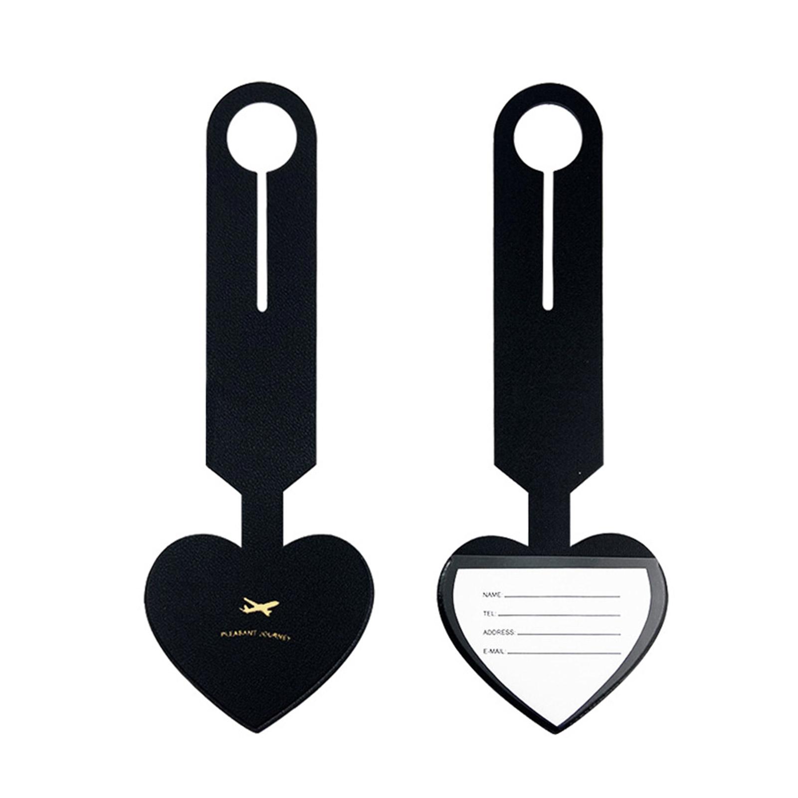 

Бирки для багажа Рюкзак Чемодан Багаж Бирка-сердечко Кожа ПУ Имя ID Адрес Пригласительная бирка Дорожные аксессуары Портативный чёрный