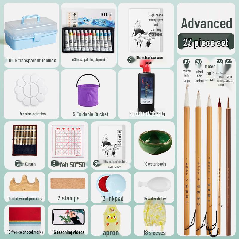 12/24 Color Chinese Ink Painting Set for Beginner and Elementary Art Students