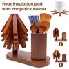 Baum Untersetzer Set Holz Klappbarer Küchenuntersetzer mit Utensilienhalter Hitzebeständiges Desktop Schutzpad für Heiße Gerichte Topf Schüssel