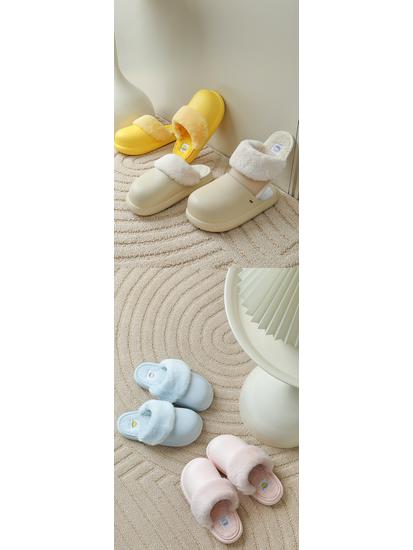 Waterproof Fur Slippers: Detachable, Washable Cotton for Men & Women, 2025 Autumn/Winter Indoor & Outdoor Use