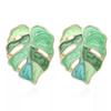 Colorful Geometric Metal Leaf Earrings - Exaggerated Hollow Design