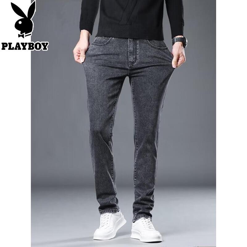 PLAYBOY Men's Business Casual Straight Fit Stretchy Jeans