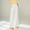 Women's Tencel Linen Straight Leg Drawstring Casual Pants